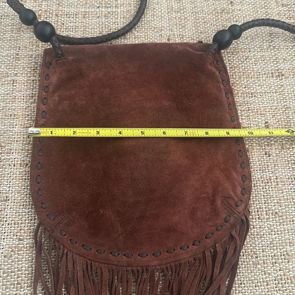 Lucky Brand Foxy Lady Fringe Brown Suede Crossbody Purse Bag - Picture 10 of 11